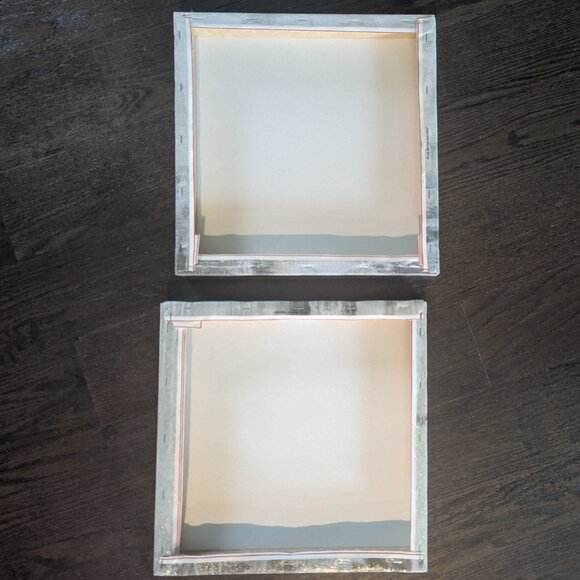 EUC Two 14" Square Wall Art Canvas Pieces Blue and Grey Hues "Viscosity" - Picture 3 of 9